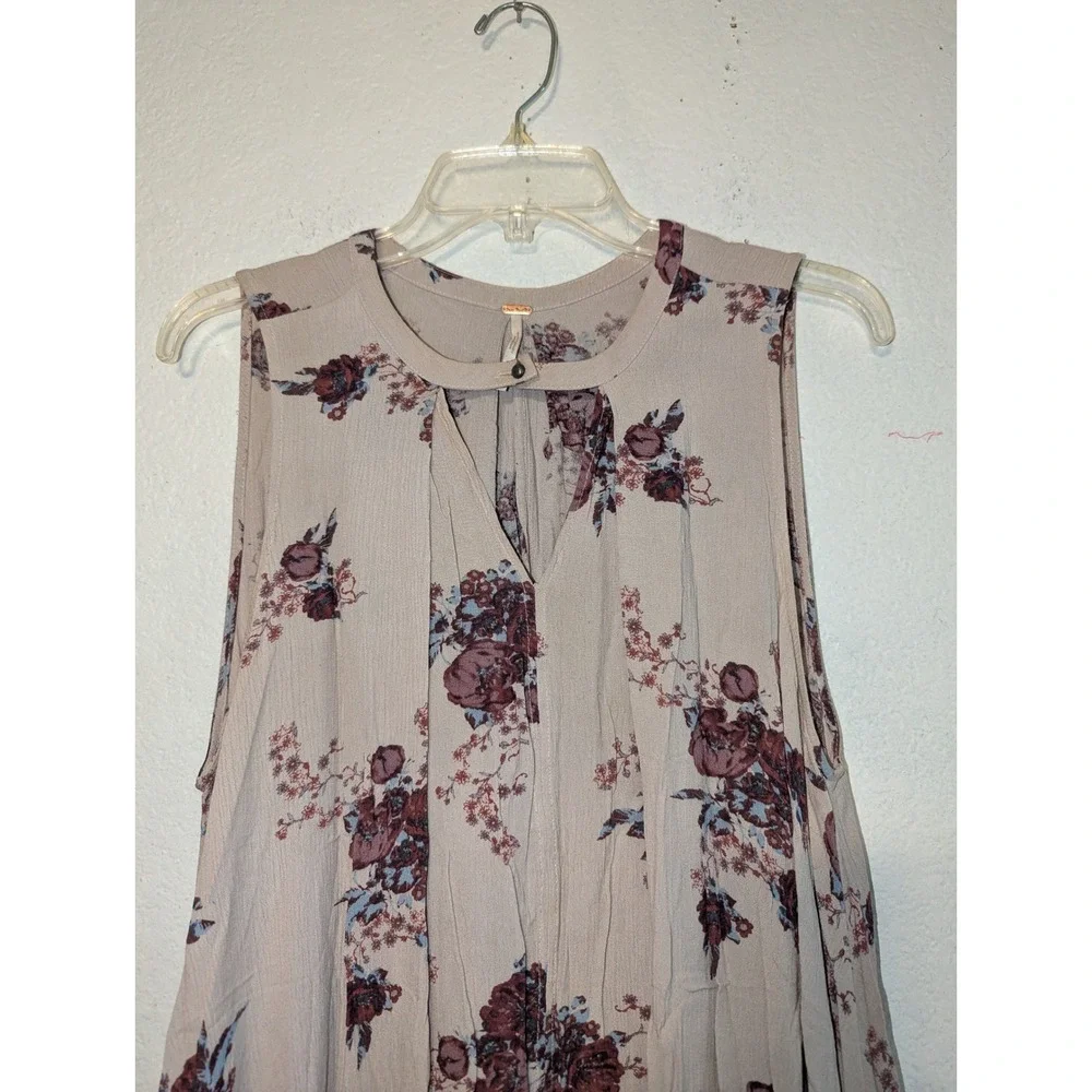 Free People Tree Swing Tunic Dress Small Washed Stone Floral‎ Combo Bohemian